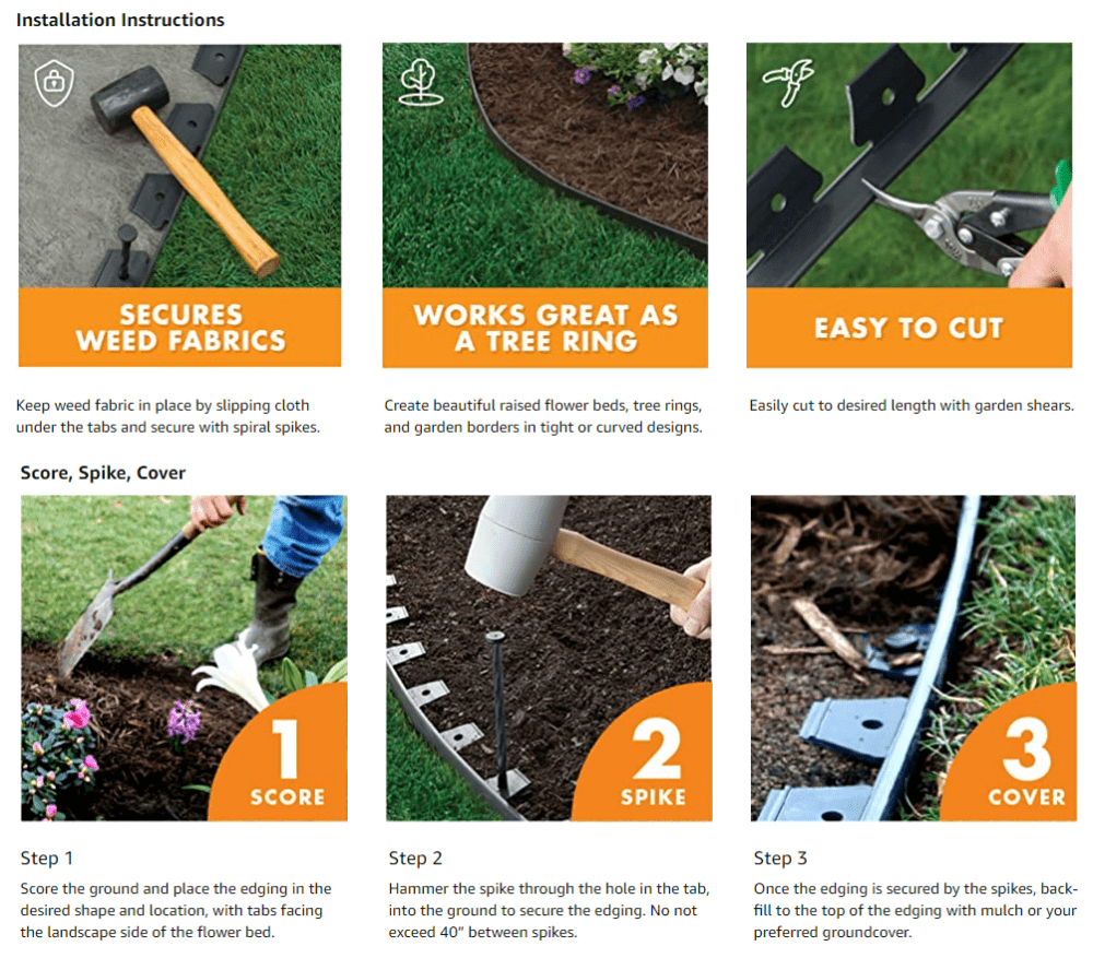 Durable Landscape Yard Lawn Garden Edging Kit 5M