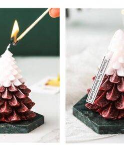 Elegant Pine Tree Fragrance Scented Candle with Marble Coaster Gift