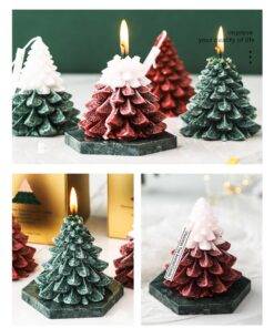 Elegant Pine Tree Fragrance Scented Candle with Marble Coaster Gift