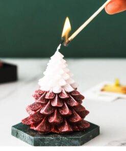 Elegant Pine Tree Fragrance Scented Candle with Marble Coaster Gift