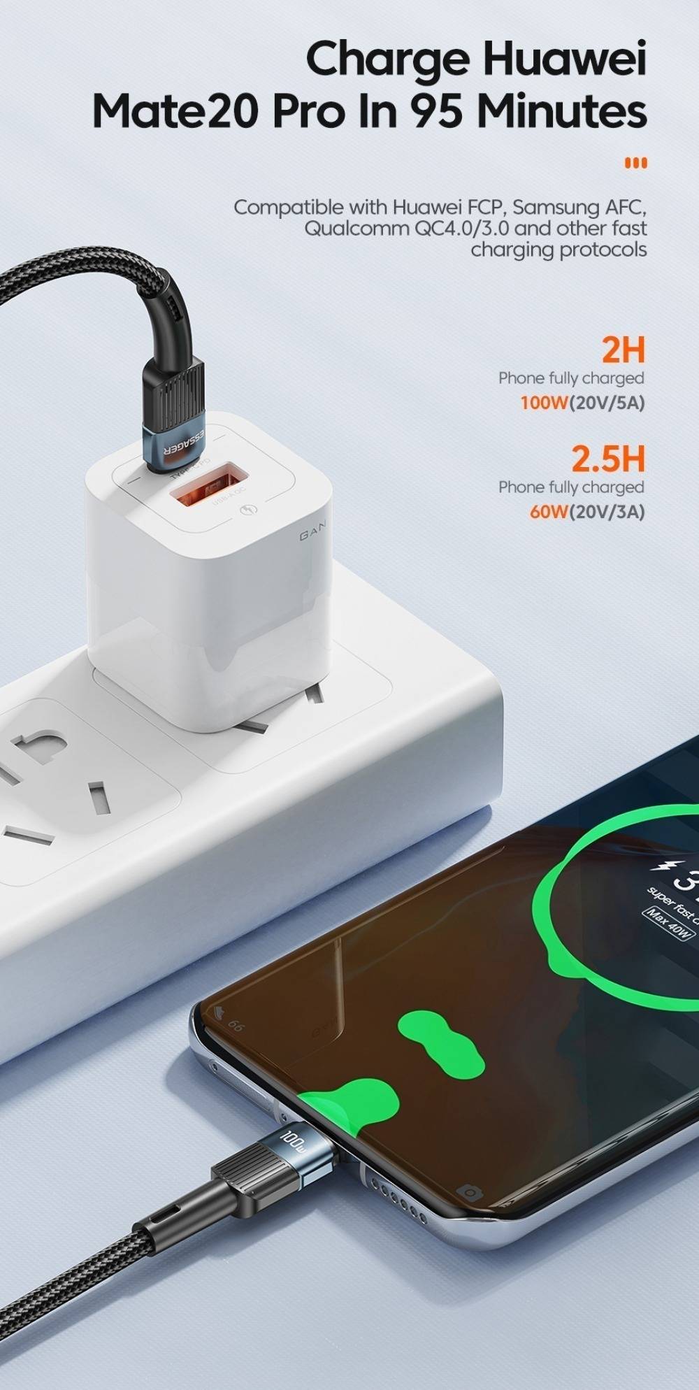 Essager USB-C to Type-C PD 100W Fast Charging Cable