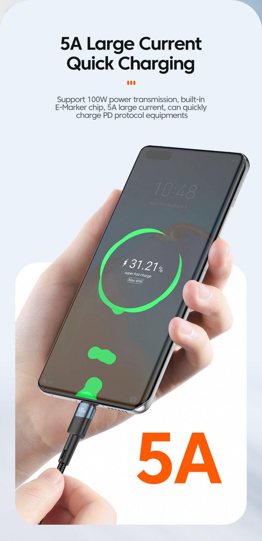 Essager USB-C to Type-C PD 100W Fast Charging Cable