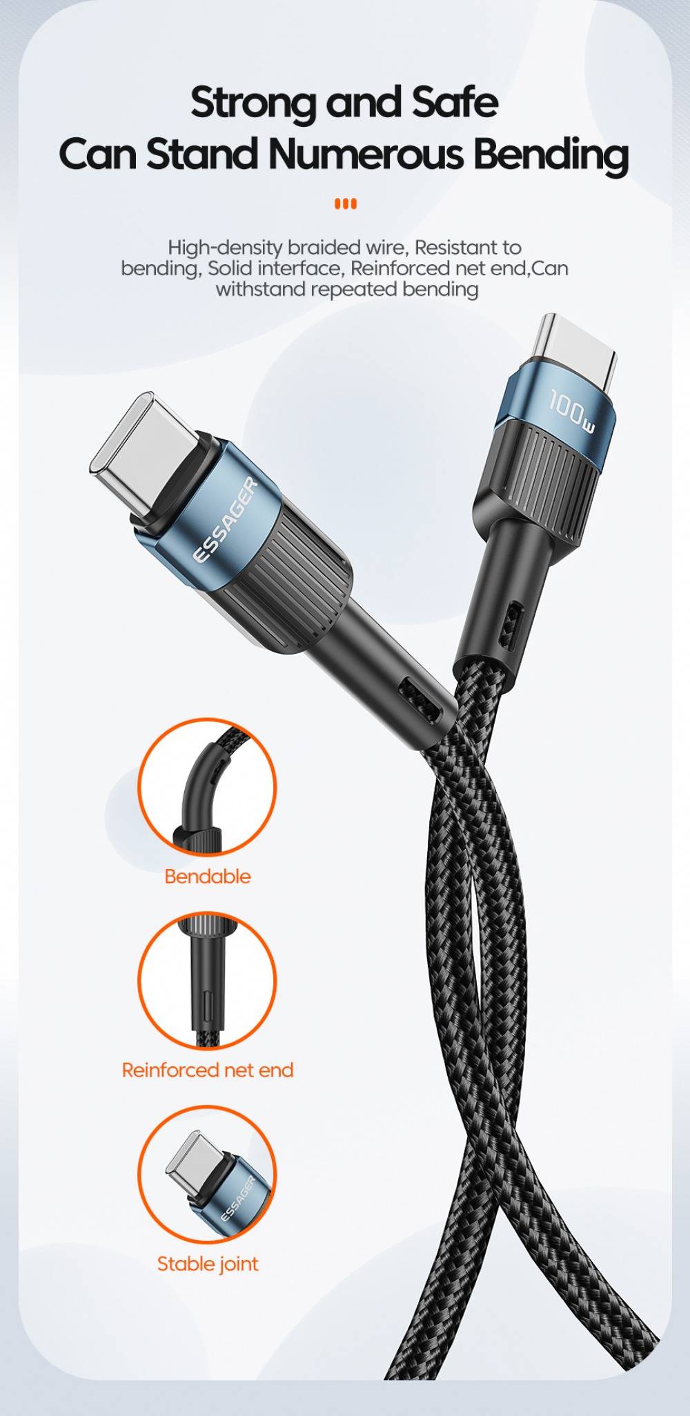 Essager USB-C to Type-C PD 100W Fast Charging Cable