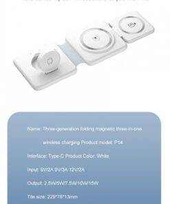 Foldable 3-in-1 MagSafe Charger for iPhone Samsung