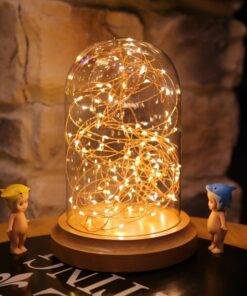 Glass Wooden Grain LED Bedside Lamp Night Light Decorations Safety Lamp Gift