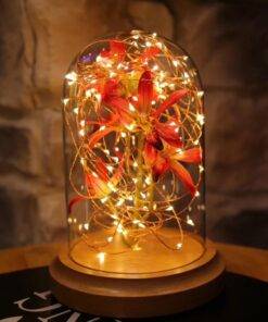 Glass Wooden Grain LED Bedside Lamp Night Light Decorations Safety Lamp Gift