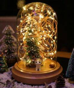 Glass Wooden Grain LED Bedside Lamp Night Light Decorations Safety Lamp Gift