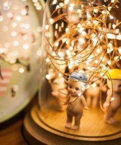 Glass Wooden Grain LED Bedside Lamp Night Light Decorations Safety Lamp Gift