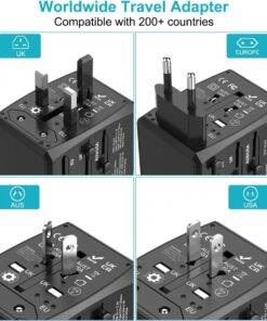 Global Universal Travel Adapter Convertor 4 USB 2 USB-C PD