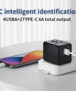 Global Universal Travel Adapter Convertor 4 USB 2 USB-C PD
