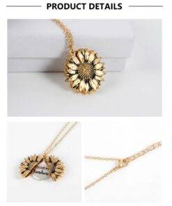 Gold Silver Open Locket You Are My Sunshine Sunflower Necklace For Women