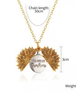Gold Silver Open Locket You Are My Sunshine Sunflower Necklace For Women