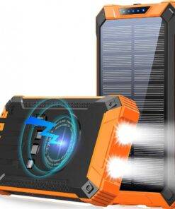 Goodaaa Solar Power Bank Wireless 36000mAh Built-in Cables