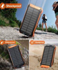 Goodaaa Solar Power Bank Wireless 36000mAh Built-in Cables