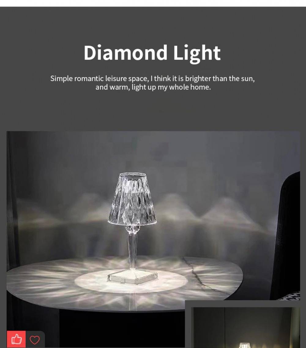 LED Diamond Crystal Light Desk Lamp