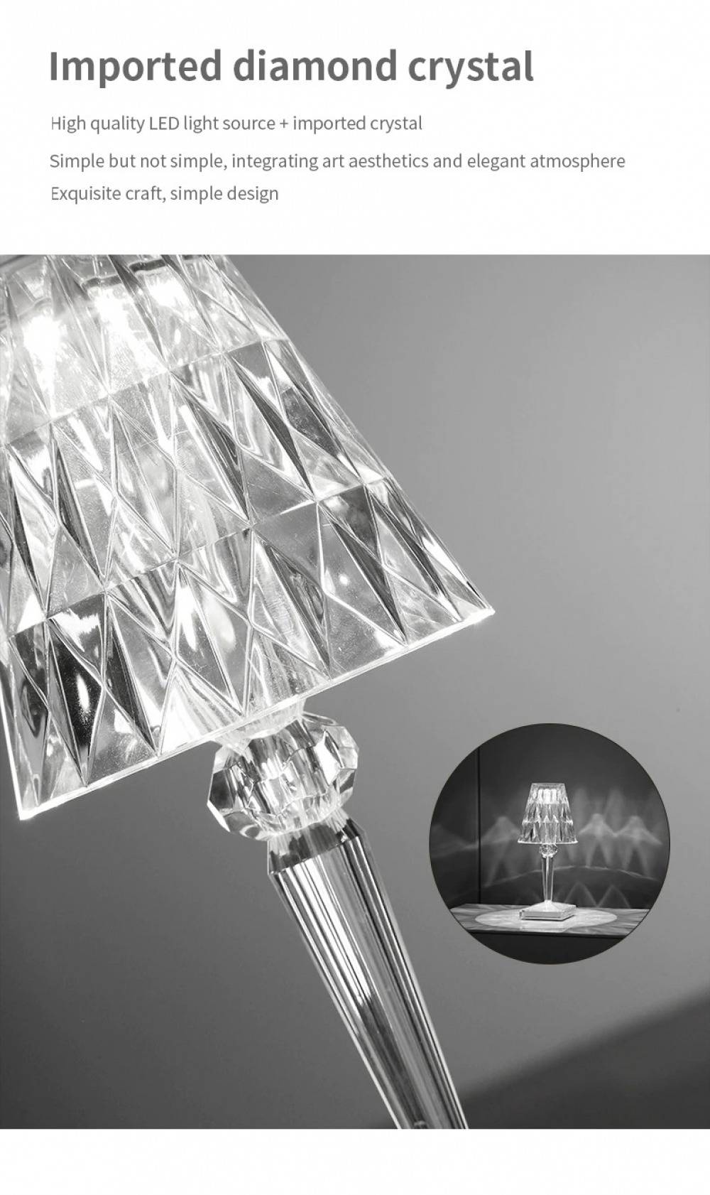 LED Diamond Crystal Light Desk Lamp