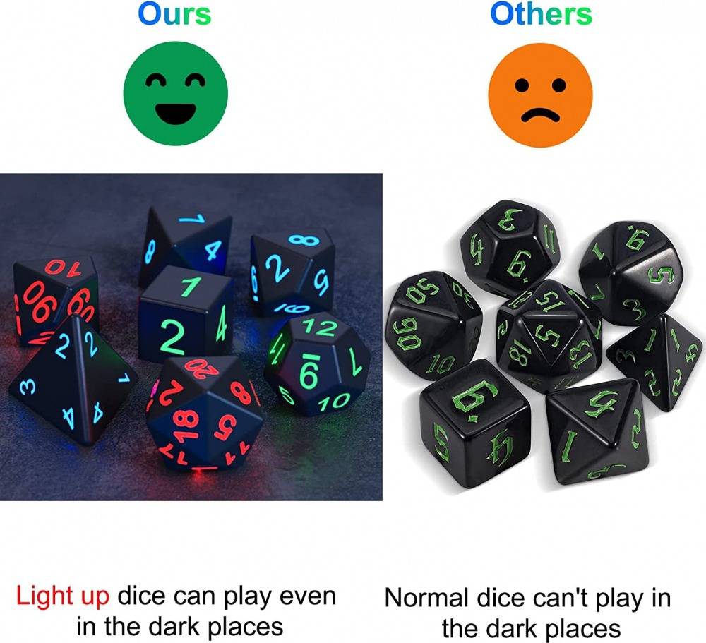 Light Up DND Dice Set for Dungeon and Dragons