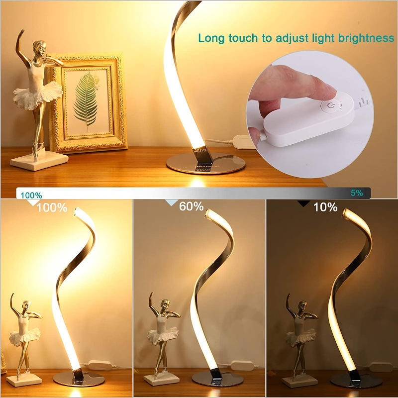 Modern Spiral LED Desk Lamp Dimming Bedside Light