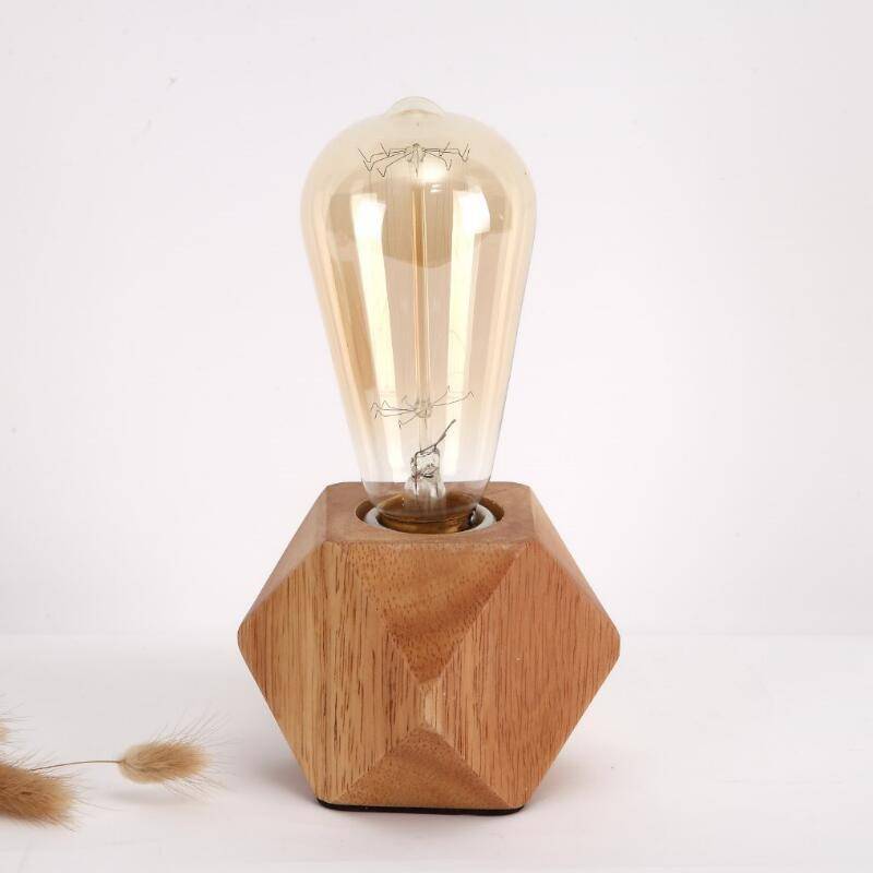 Modern Wood Base Desk Lamp Table Lamp Retro E27 Bulb