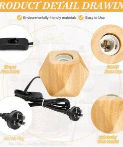 Modern Wood Base Desk Lamp Table Lamp Retro E27 Bulb