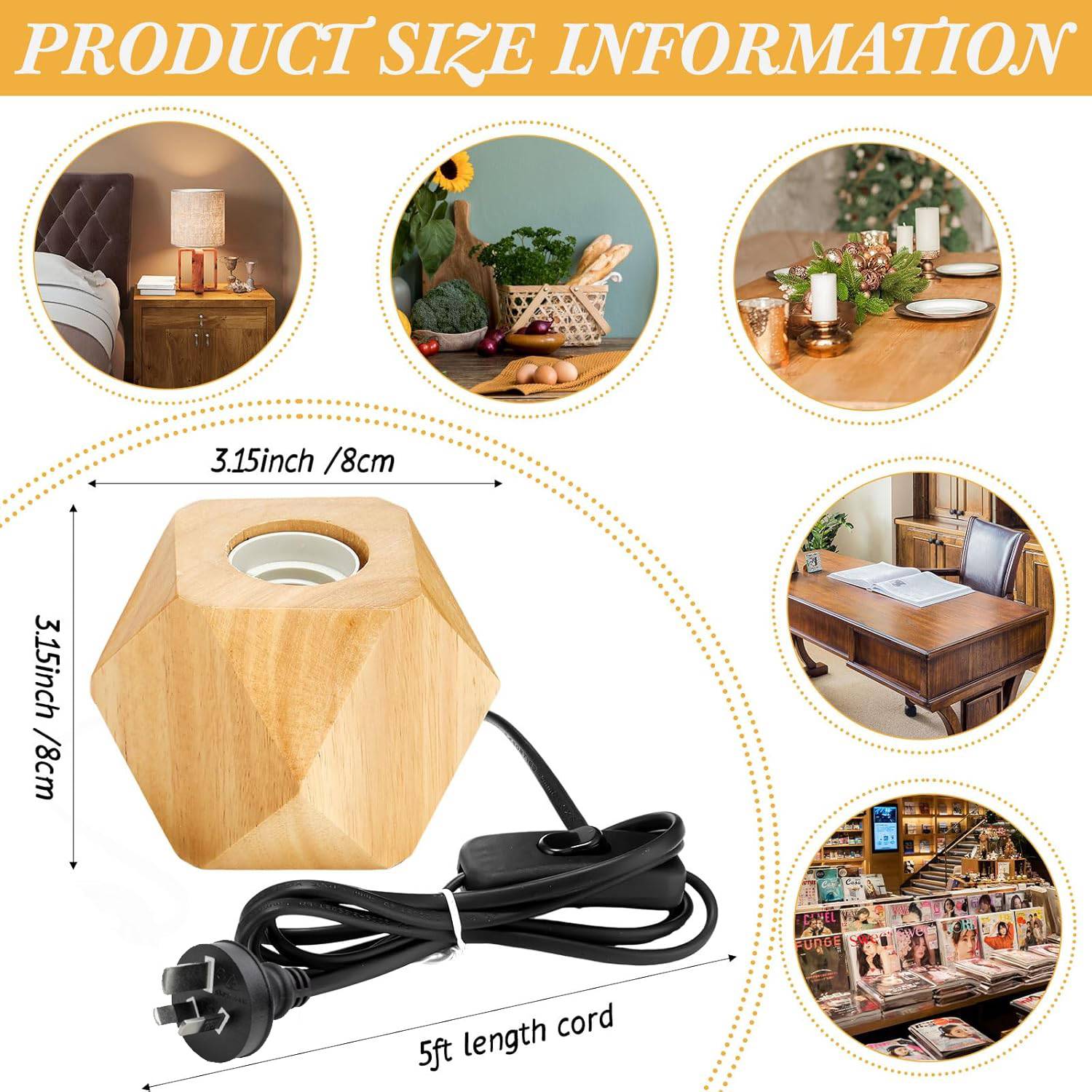 Modern Wood Base Desk Lamp Table Lamp Retro E27 Bulb