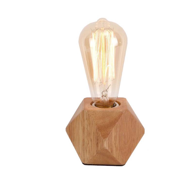 Modern Wood Base Desk Lamp Table Lamp Retro E27 Bulb