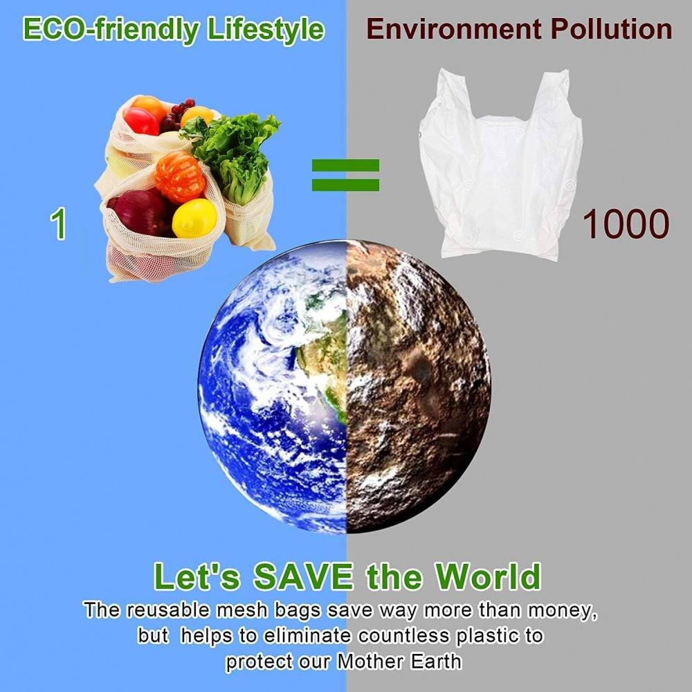 Organic Reusable Fresh Produce Cotton Food Bags