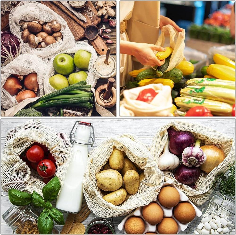 Organic Reusable Fresh Produce Cotton Food Bags