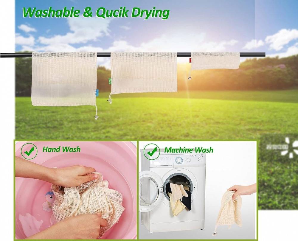 Organic Reusable Fresh Produce Cotton Food Bags