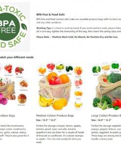 Organic Reusable Fresh Produce Cotton Food Bags