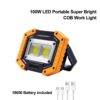 Portable COB LED Work Lamp Outdoor Flood Light Camping Flashlight