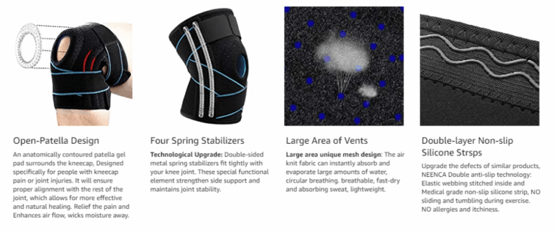 Professional Knee Brace with Patella Gel Pad & Side Stabilisers