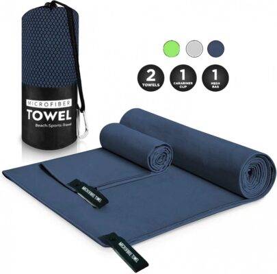 Set of 2 Microfiber Travel Towel Set Fast Drying Lightweight