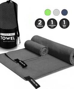 Set of 2 Microfiber Travel Towel Set Fast Drying Lightweight