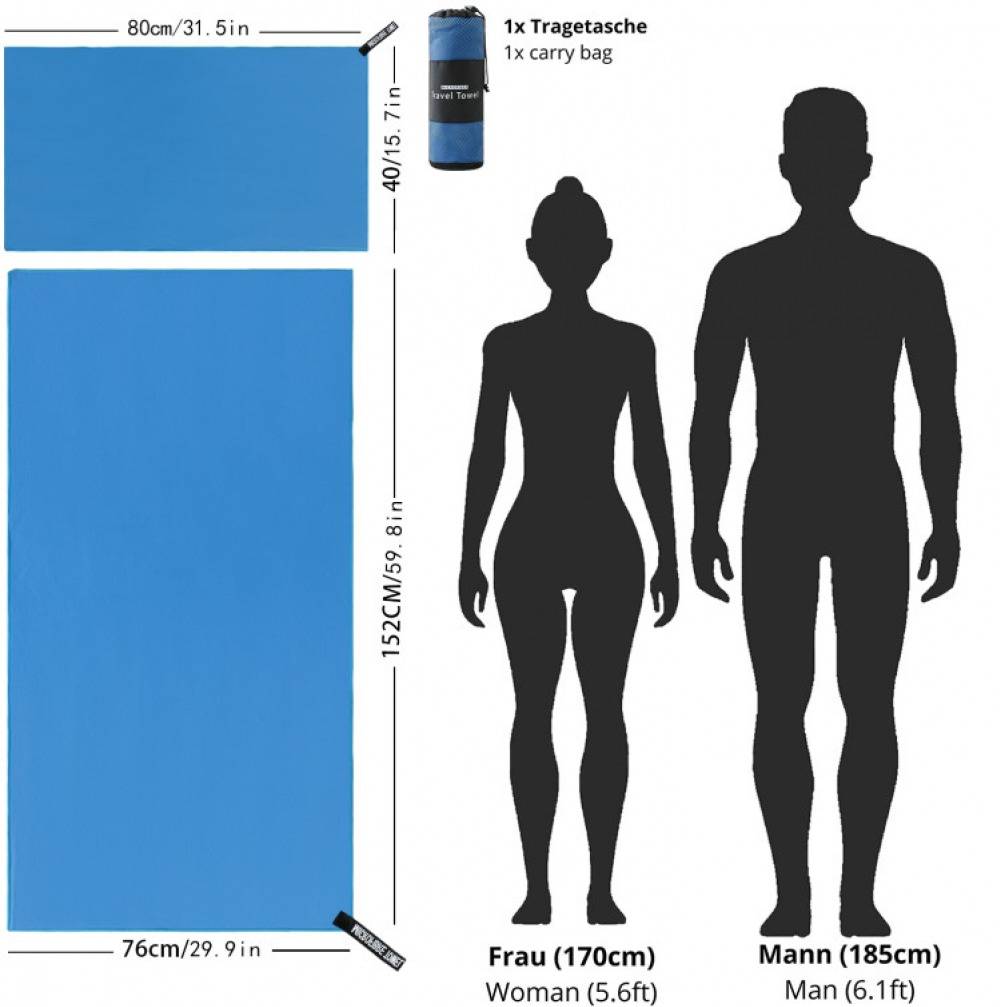 Set of 2 Microfiber Travel Towel Set Fast Drying Lightweight