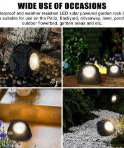 Solar Garden Rock Light Outdoor Waterproof Decoration – Yellow Light