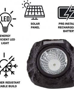 Solar Garden Rock Light Outdoor Waterproof Decoration – Yellow Light