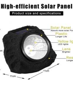 Solar Garden Rock Light Outdoor Waterproof Decoration – Yellow Light