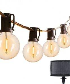 Solar String Lights Outdoor G40 Patio Lights with 25 LED Bulbs, 4 Light Modes, 7.6M