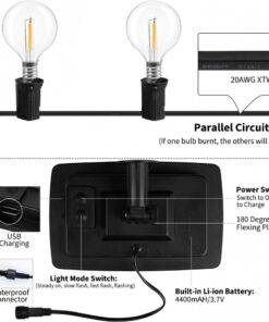 Solar String Lights Outdoor G40 Patio Lights with 25 LED Bulbs, 4 Light Modes, 7.6M