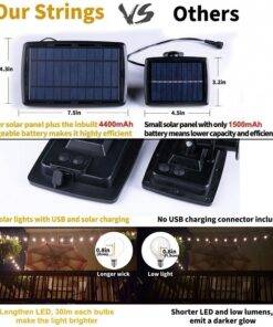 Solar String Lights Outdoor G40 Patio Lights with 25 LED Bulbs, 4 Light Modes, 7.6M