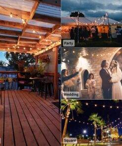 Solar String Lights Outdoor G40 Patio Lights with 25 LED Bulbs, 4 Light Modes, 7.6M