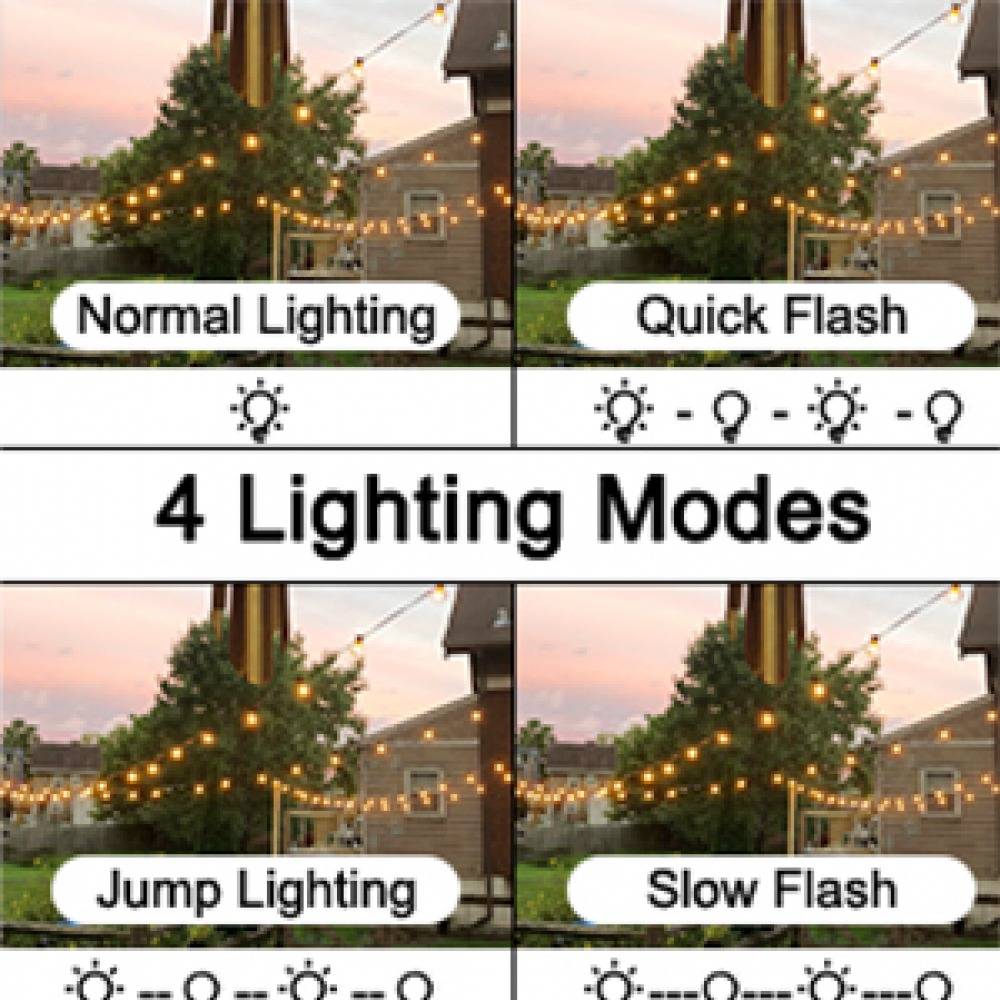 Solar String Lights Outdoor G40 Patio Lights with 25 LED Bulbs, 4 Light Modes, 7.6M