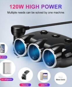 USB Car Charger Cigarette Lighter Splitter Voltage Display 12-24V