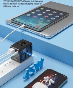 Universal GaN Travel Adapter PD Type-C 45W for MacBook laptop