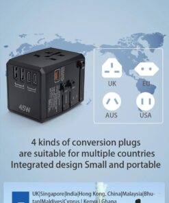Universal GaN Travel Adapter PD Type-C 45W for MacBook laptop