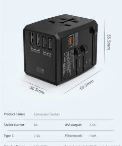Universal GaN Travel Adapter PD Type-C 45W for MacBook laptop