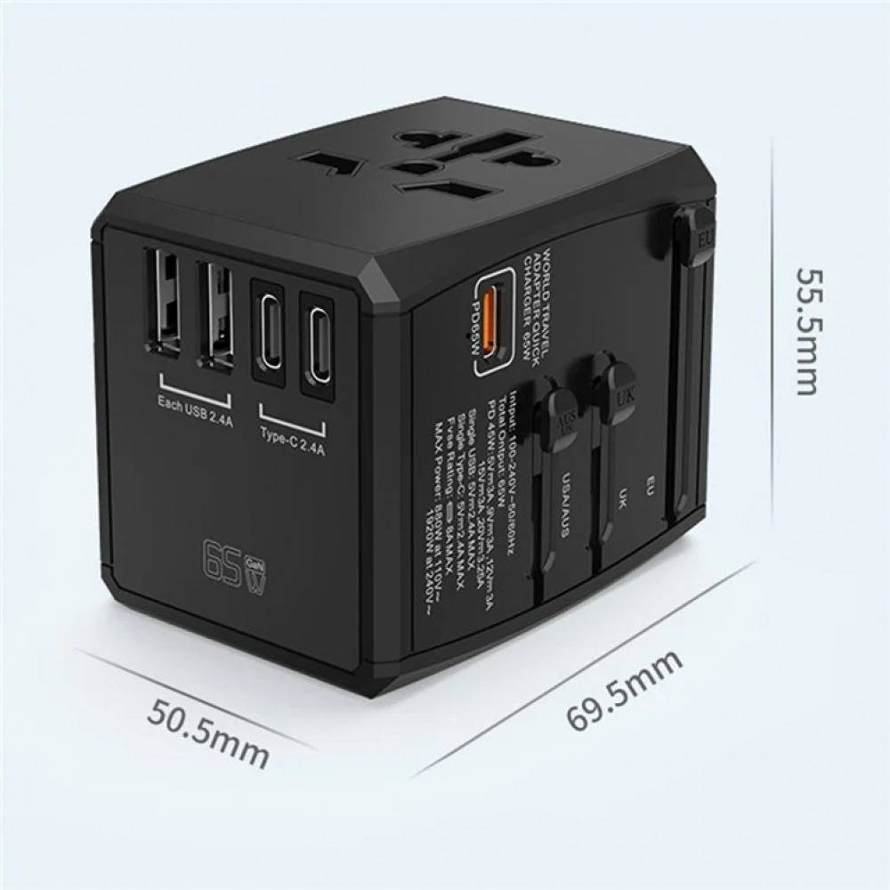 Universal GaN Travel Adapter PD Type-C 65W for MacBook laptop