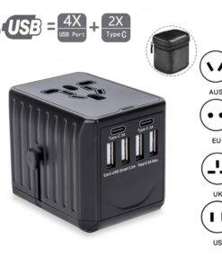 Universal Travel Adapter Convertor 4 USB, 2 USB-C PD