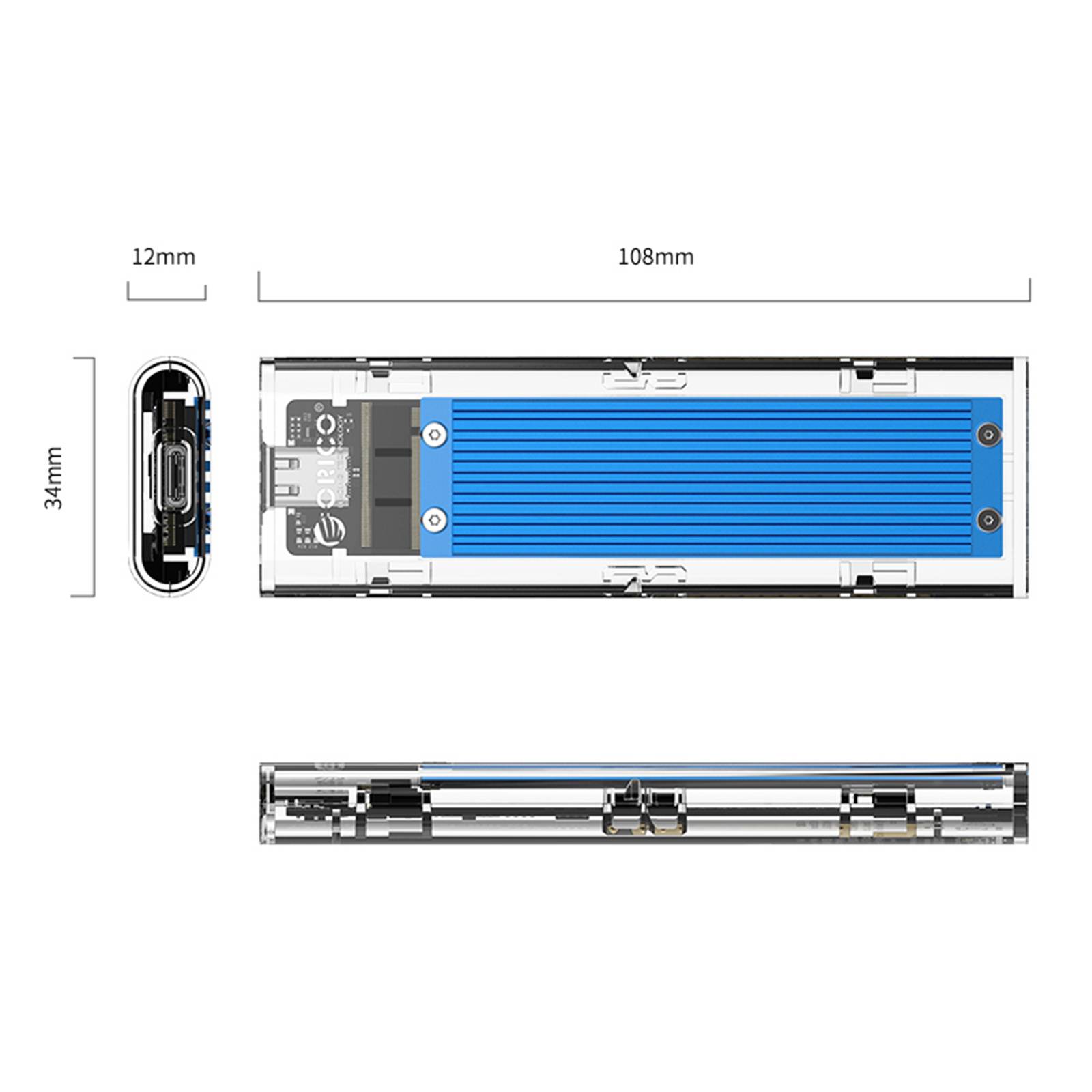 Orico M.2 SSD Enclosure USB 3.1 Gen 2 10Gbps transfer speed diagram